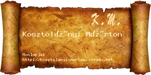 Kosztolányi Márton névjegykártya
